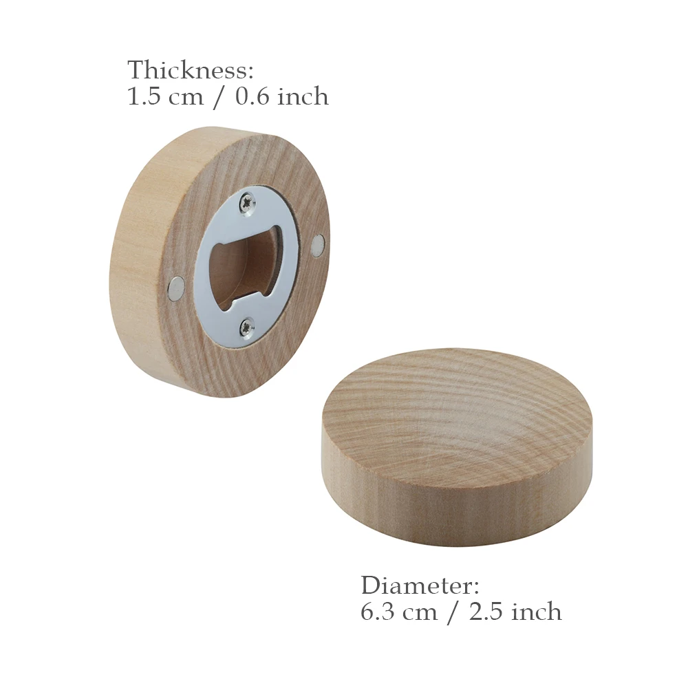 Apriscatole Magnetico Personalizzato Con Foto, Diametro 9 Cm, In Legno, Regalo Eventi (Matrimoni, Comunioni, Battesimi) E Marketing Aziendale