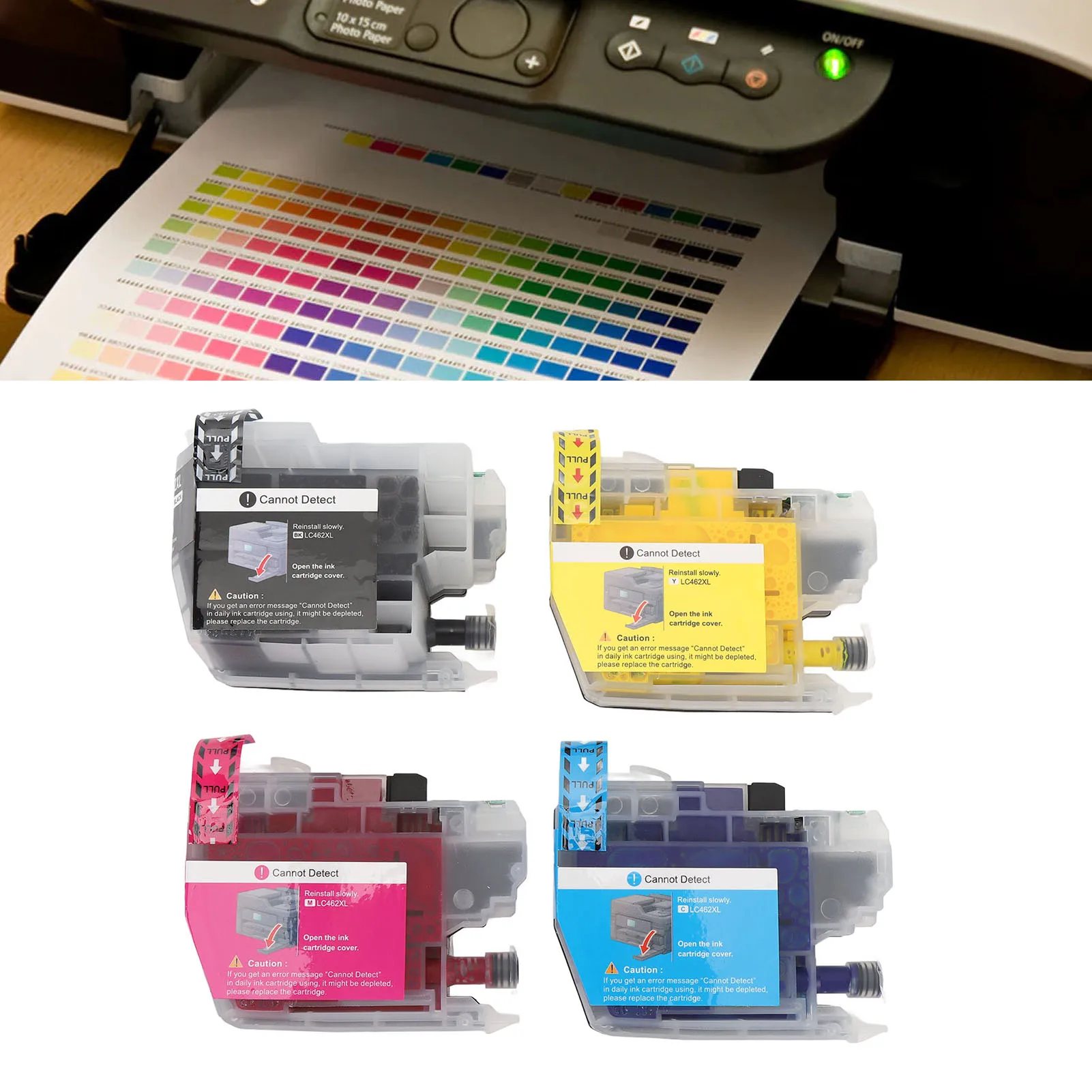 4PCS Ink Cartridge Black Blue Red Yellow LC462XL Printer Ink Cartridge Replacement for MFC-J2340DW J3540DW J3940 Printer