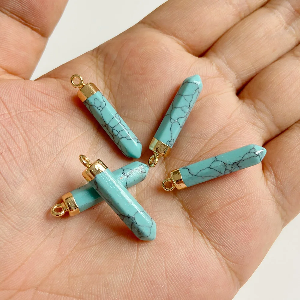 Colgante Prisma Hexagonal De Piedras Naturales - Para Reiki Y Chakras, En Plata U Oro