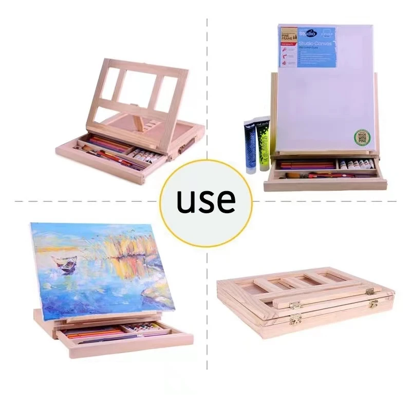 Multifunction Painting Easel Box Artist Desk Easel Portable Miniature Desk Light Weight Folding For Storage During Trips