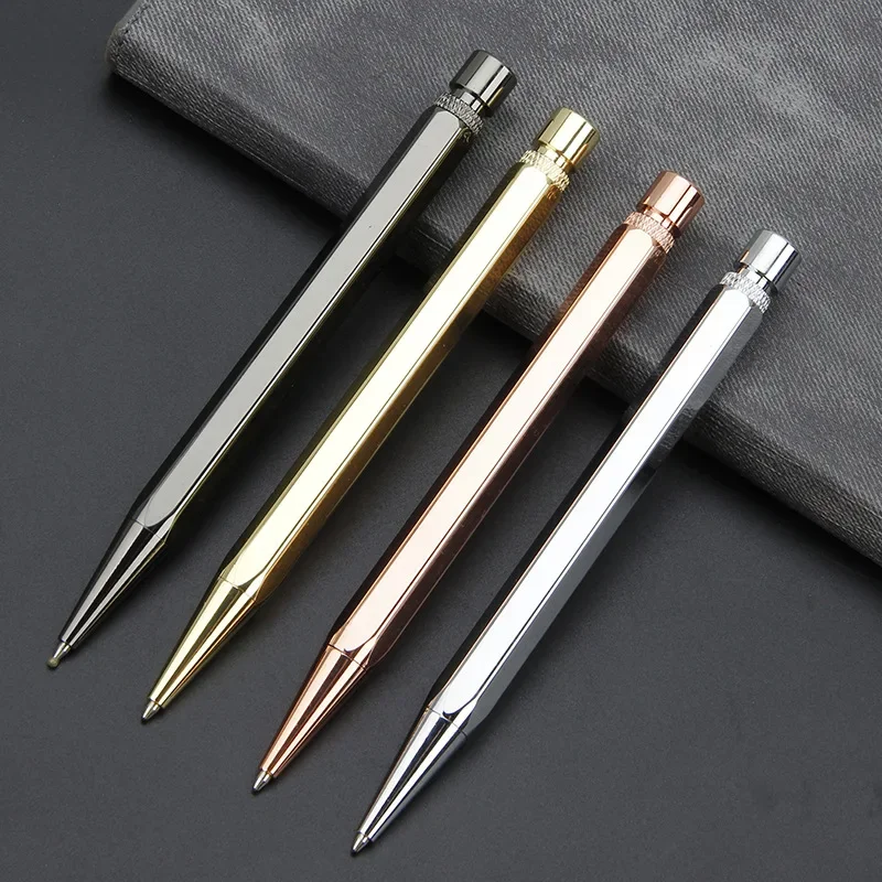 High Quality Luxury Press Type Metal Hexagonal Brass Pen Neutral Signature Pen Business Advertising Gift Writing Stationery