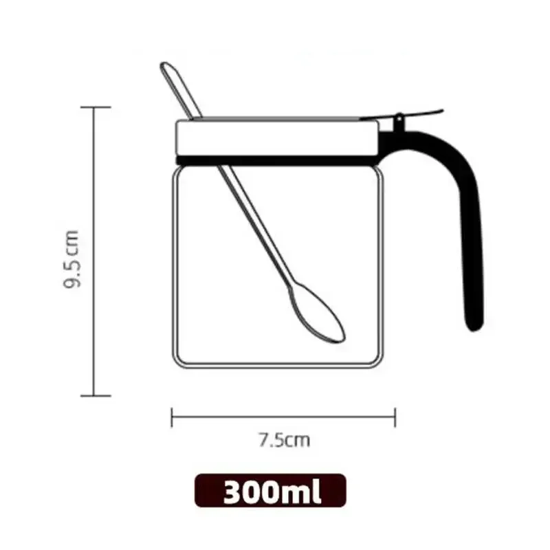 Hot 300ml Spices Glass Seasoning Jar with Spoon Sugar Bowl Salt Dispenser Container Kitchen Accessories Storage Supplies LIJIAO