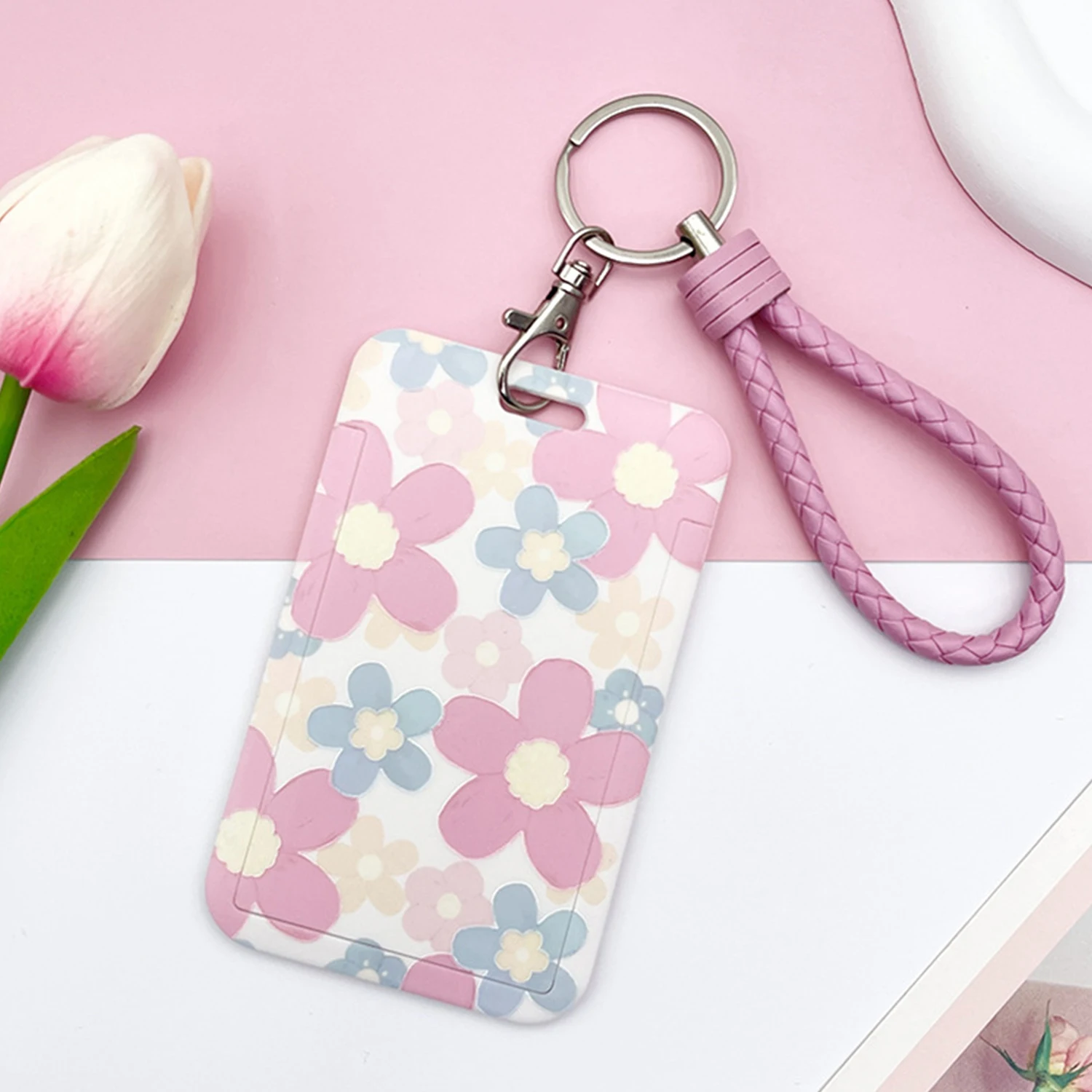 

Fashion Flowers Employees Staff Work Card Holder ID Name Tag Students Girls Bus Pass Access Card Sleeve Cover Case Badge Holder