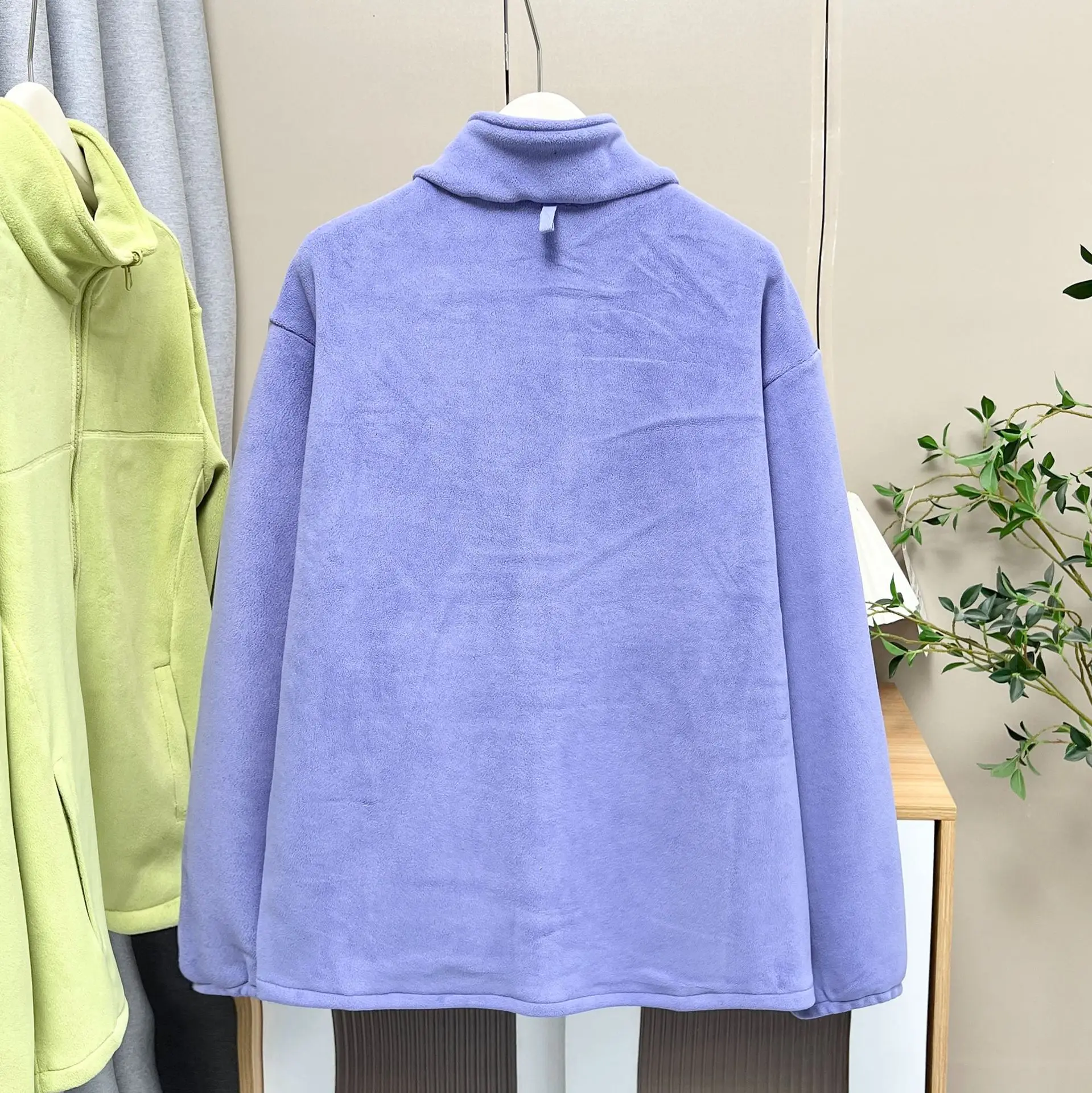 XXXXXL FASHION PLUS SIZE WOMEN'S Polar Fleece Jacket 2025 Autumn/Winter New Simple Solid Color Warm stand-up Collar Coat 2604