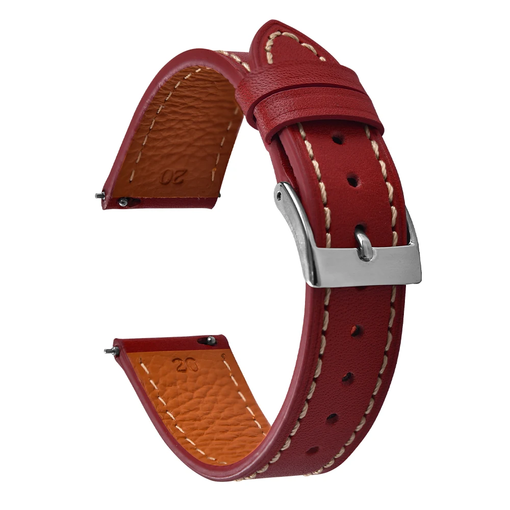 Universal Quick Release Smooth Leather Watch Strap - Skin-Friendly Wristband