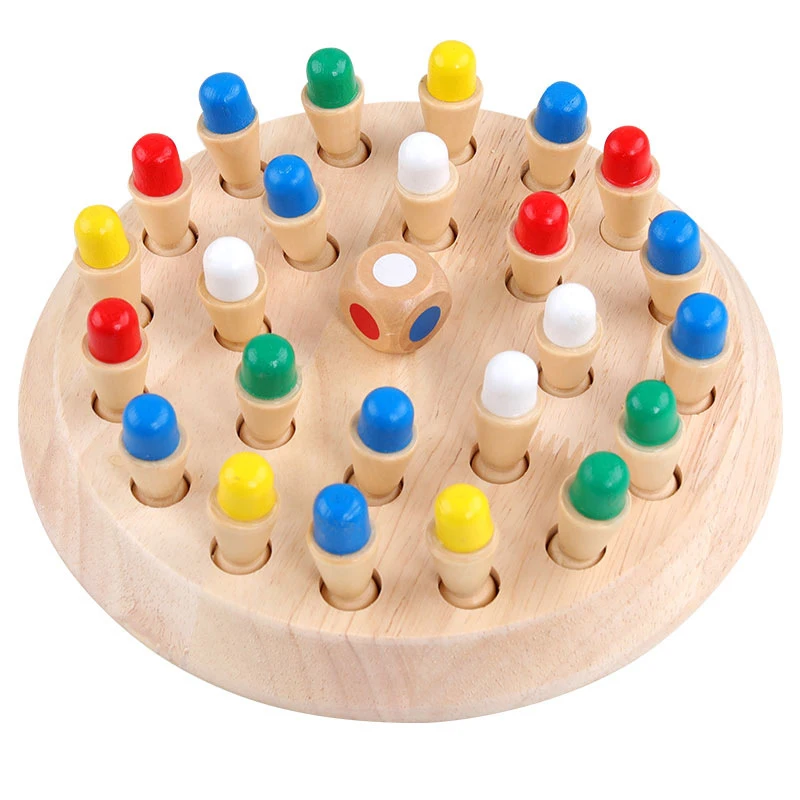 Juego de ajedrez educativo Montessori para niños, palo de memoria de madera, divertido juego de mesa de bloques, juguete de habilidad cognitiva de Color para niños, regalo