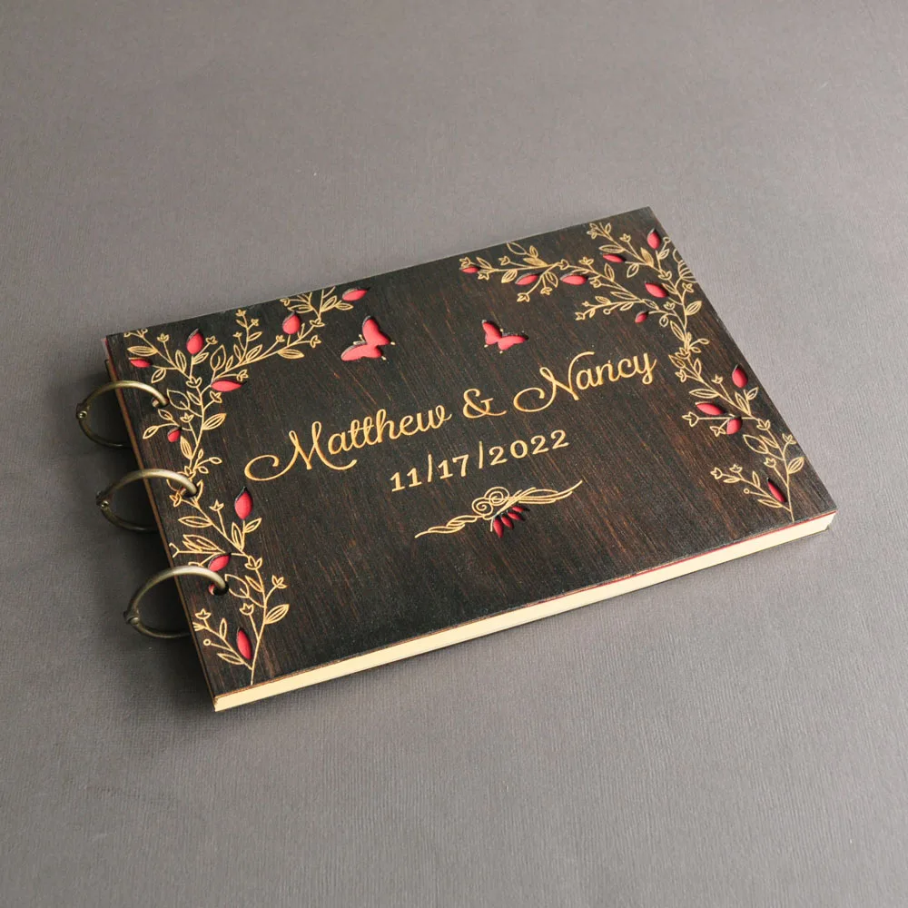 Personalized Wedding Book Engraved Wedding Guestbook Signature Book For Guests Custom Wedding GuestBook Rustic Wedding Album