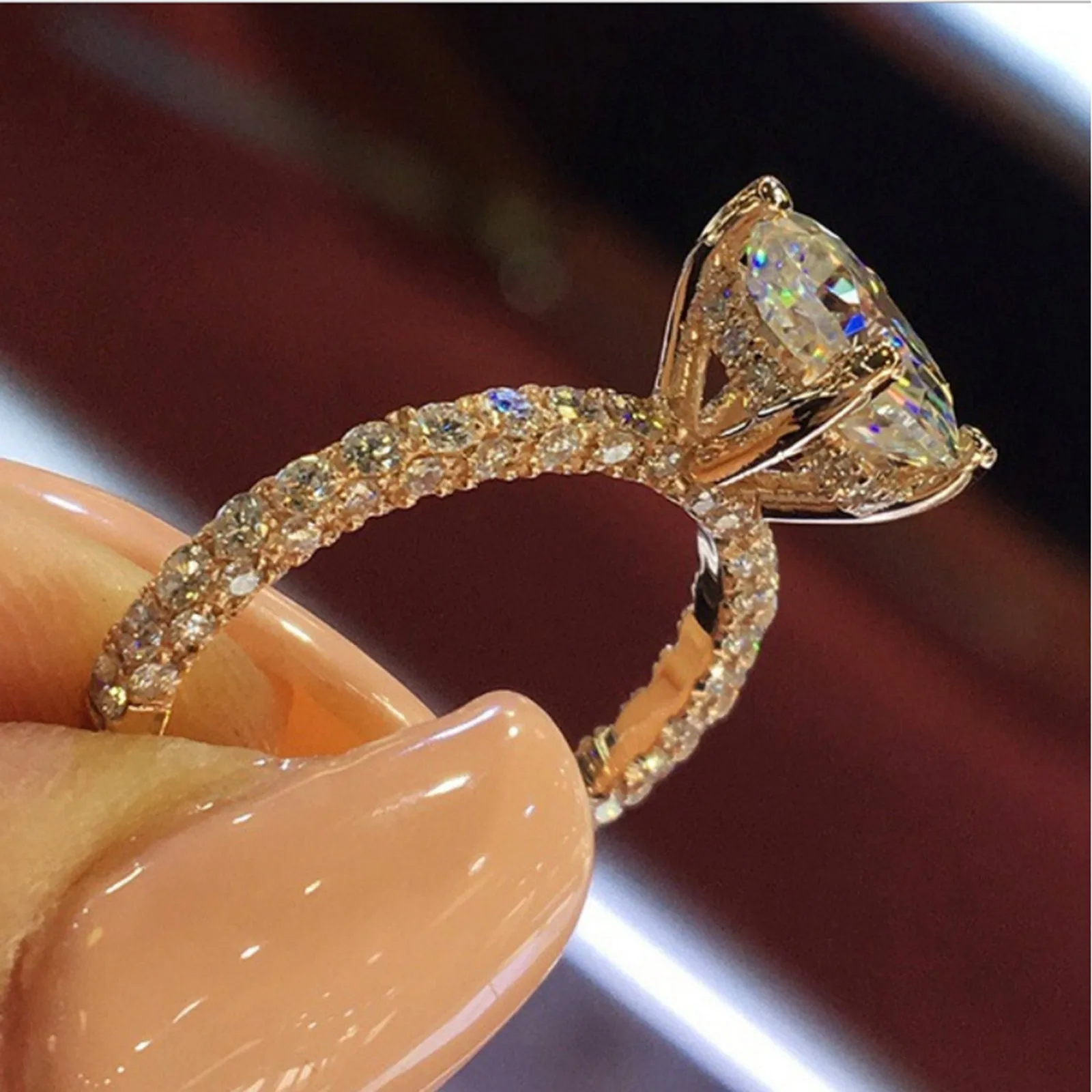 Fashion AAA CZ Big Diamond Engagement Ring Gold Plated Wedding Rings  Eternity Band Rings - China 14K Gold Ring and Gold Plated Rings price |  Made-in-China.com