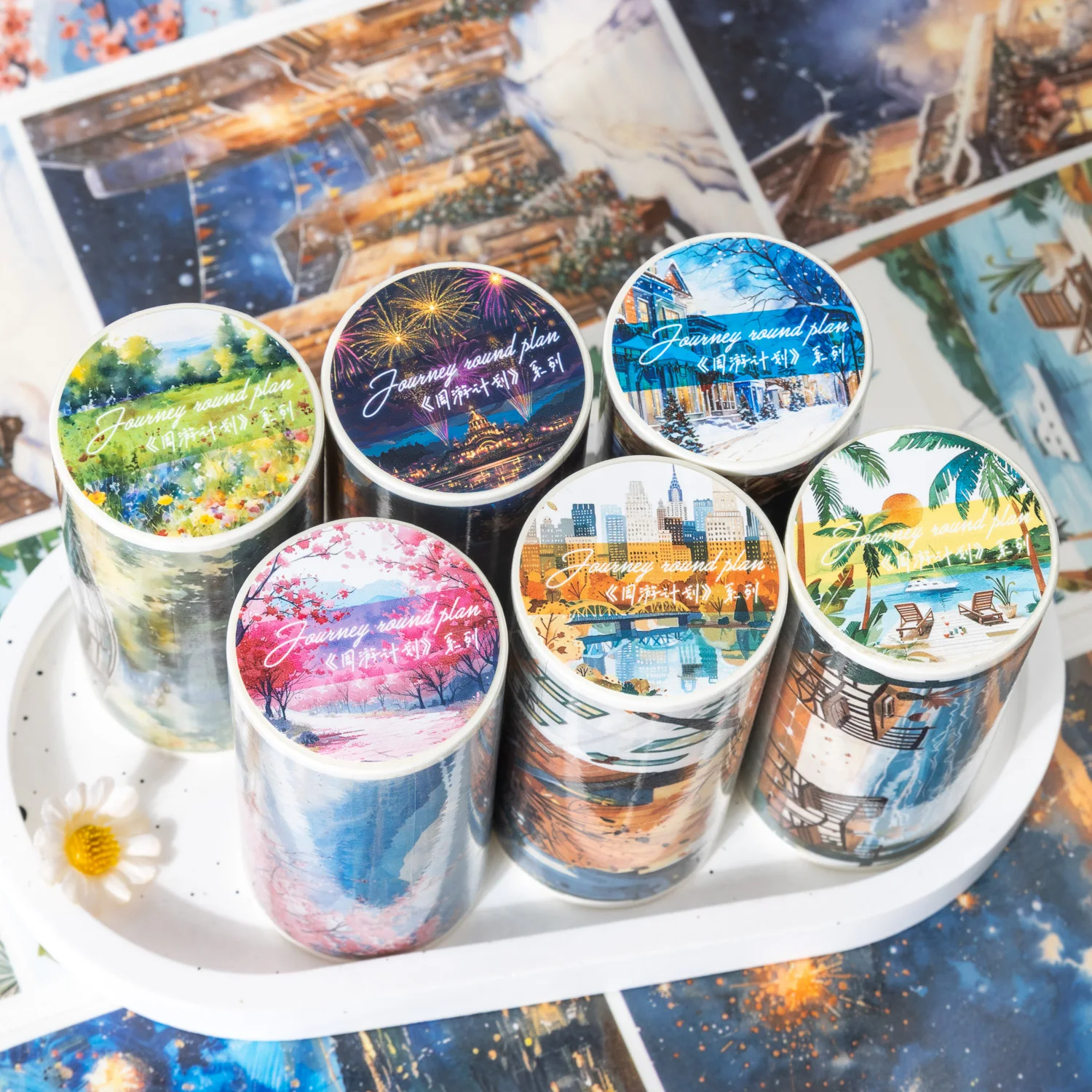 2M/Roll，Landscape PET Tape，Creative Scrapbooking Junk Journal，Aesthetic Stationery，Planner Deco Diary Stickers，School Supplies 3