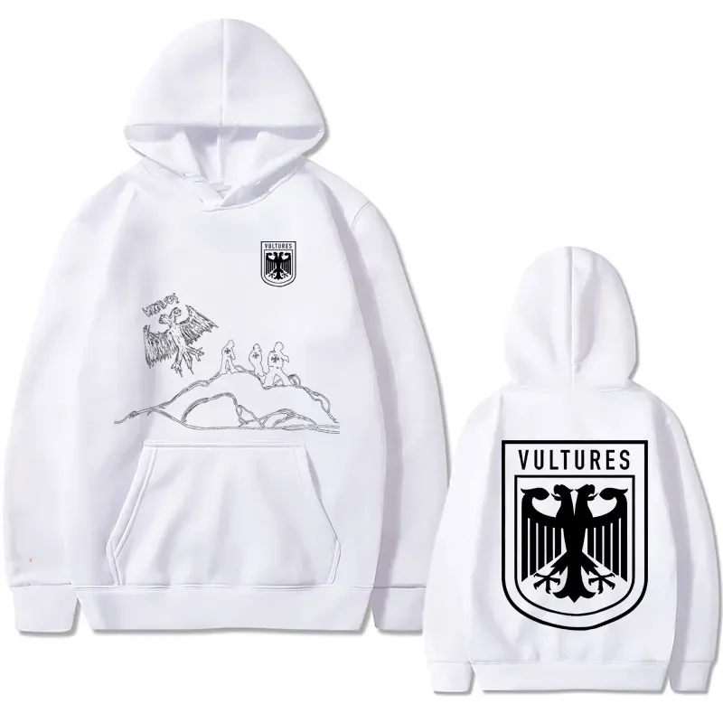 Rapper Kanye West Vultures Double Sided Print Hoodie Men Hip Hop Harajuku Sweatshirt Streetwear Male Vintage Oversized Hoodies