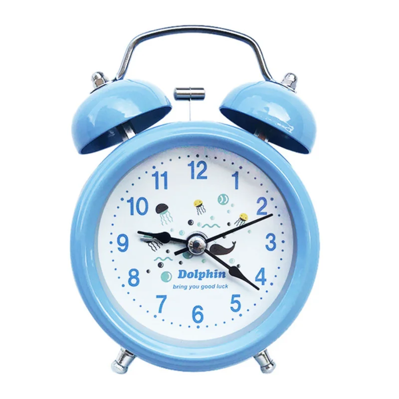 Retro Loud Alarm Clock Double Bell Mechanical Key Wound Silent Pointer