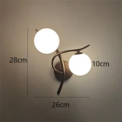 Nordic Modern Iron Wall Lamp with Glass Ball Decor and LED Lighting (Black right)