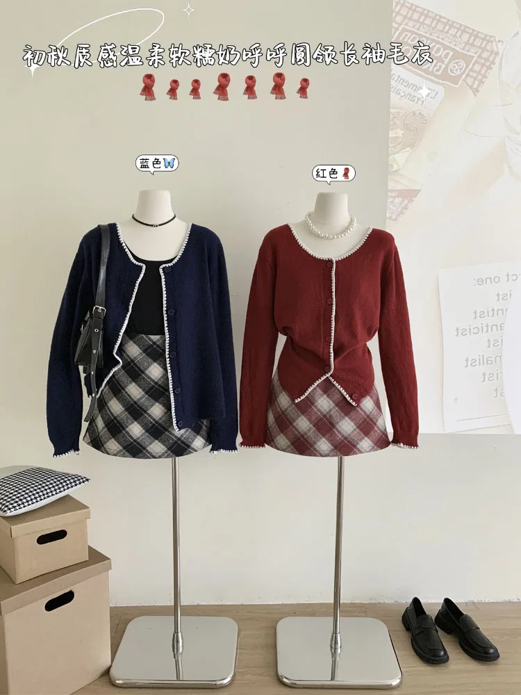 

Модный Ретро свитер с V-образным вырезом, шикарный осенне-зимний однобортный вязаный кардиган в стиле преппи, повседневный Новый Топ