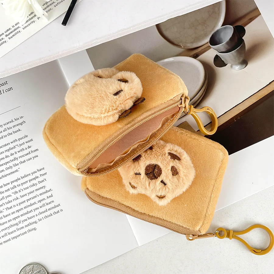Cute capybara plush coin purse cartoon kapibala doll creative money bag school bag pendant fashion storage pouch storage bag
