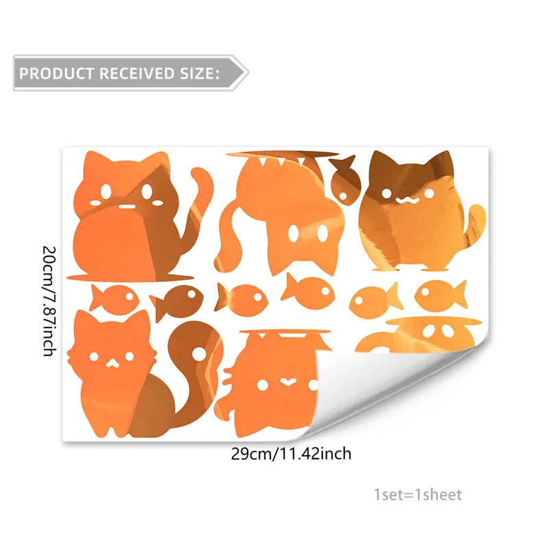 Glow In The Dark Orange Cat Sticker Baby Room Luminous Orange Scratch Cat Wallsticker Bedroom Decor Fluorescent Catfish Sticker