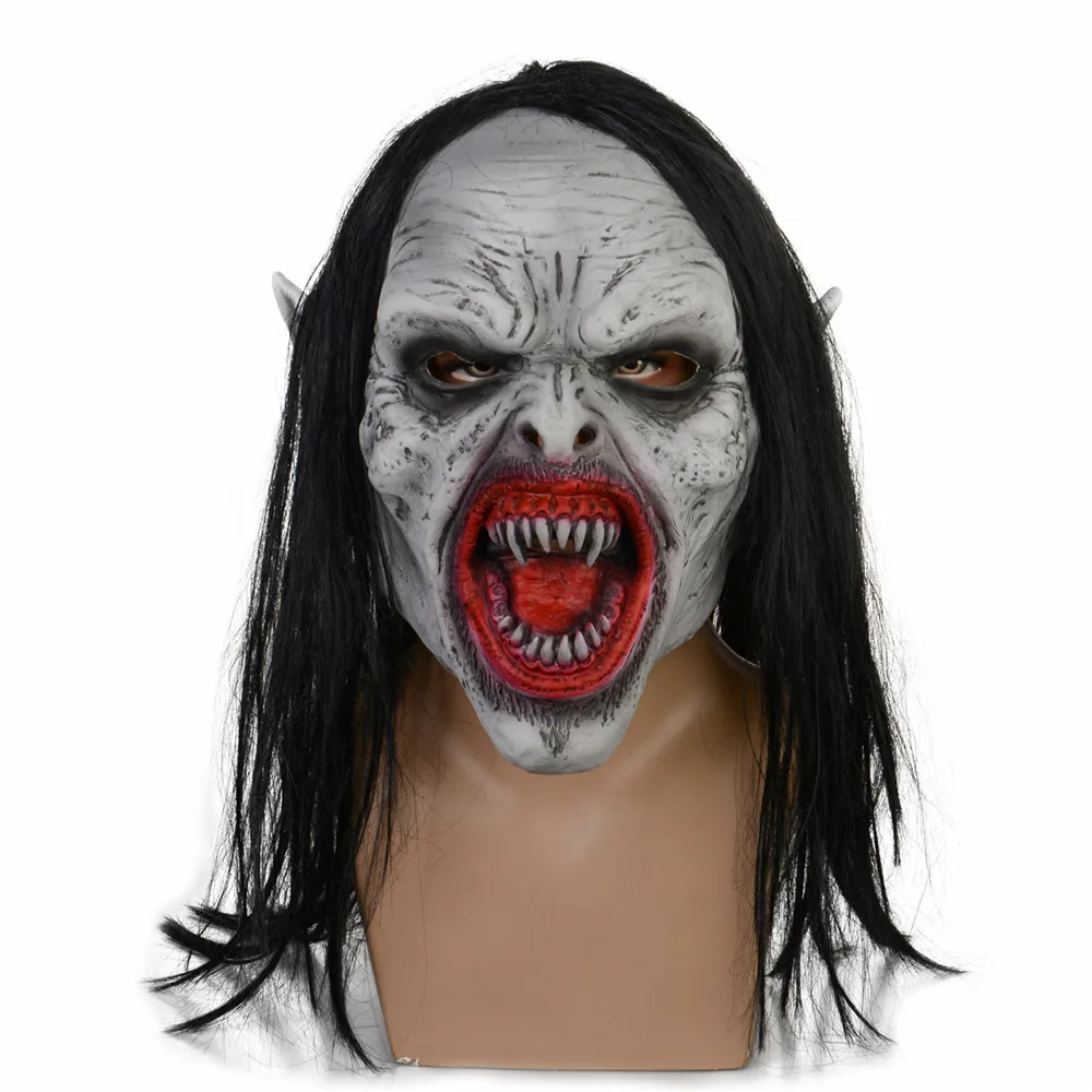 Assustador Sharp Toothed Vampire Mask, Látex com Cabelo, Halloween Fancy  Dress, Fantasia de Festa, Máscaras Cosplay Adereços, Adulto, Tamanho Único  - AliExpress