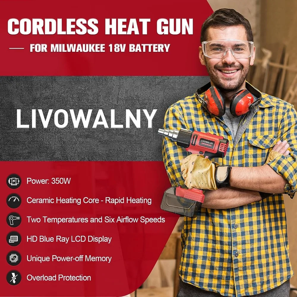 Heat Gun for Milwaukee m18 Battery, Variable Temperature Control Hot Air  Gun with LCD Digital Display for Shrink Tubing - AliExpress