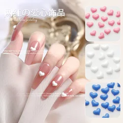 100Pcs/Bag Love Heart Nail Art Decorations White Pink 3D Nail Charms Resin Flatback Rhinestone Gems For DIY Manicure Accessories