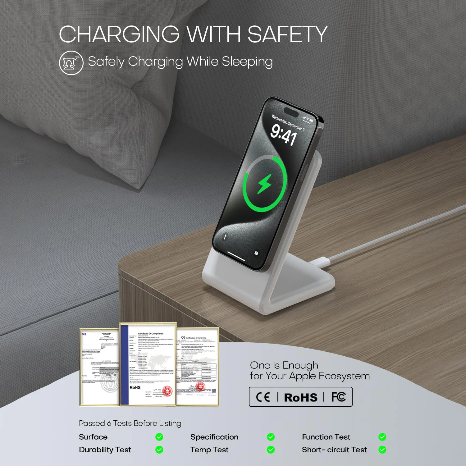 Wireless Charger for MagSafe,Minimalism Magnetic Dock Stand 15W Fast Charging thumbnail 7