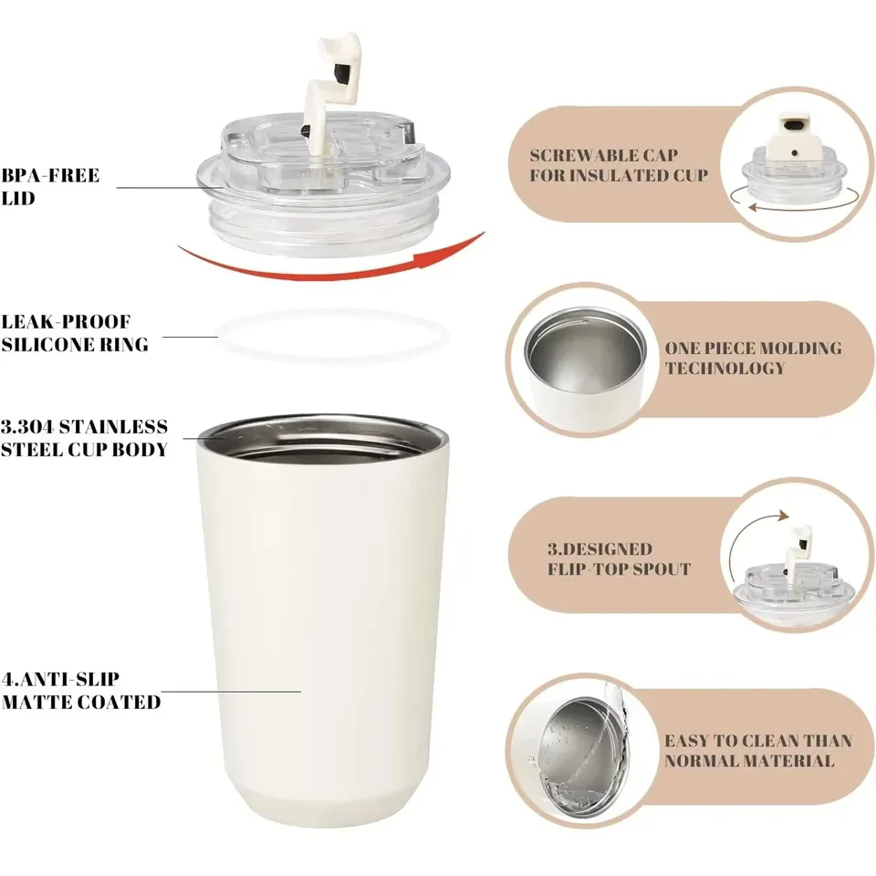 Household Drinkware Thermos Cup Thermos Cup Handy Cup 304 Stainless Steel Coffee Cup Pocket Cup Hot and Cold Dual Use