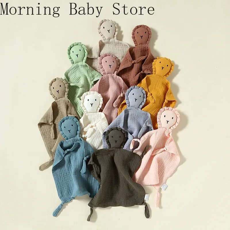 Cartoon Lion Baby Comforter Soft Muslin Cotton Soother Towel Bib for Baby Infant Sleeping Dolls Soothe Appease Towel Blanket