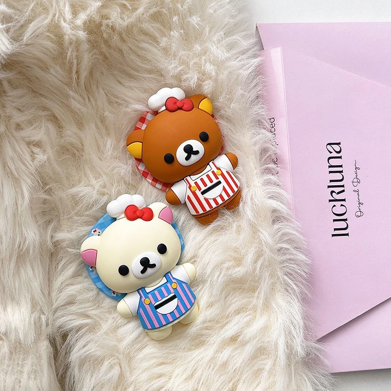 Adorable Rilakkuma Cartoon Magnetic Phone Grip Stand - Foldable Silicone Holder