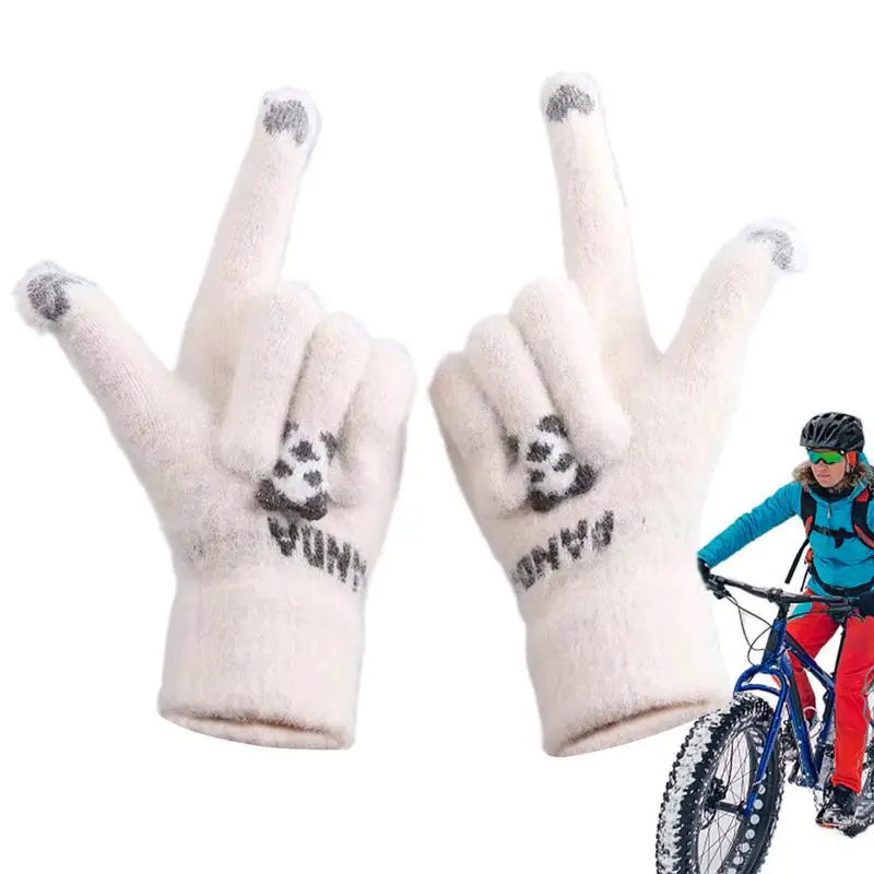 

Knit Gloves Women Cartoon Knitted Cycling Gloves Breathable Knit Mittens Hand Warmers For Women Winter Holiday Gifts