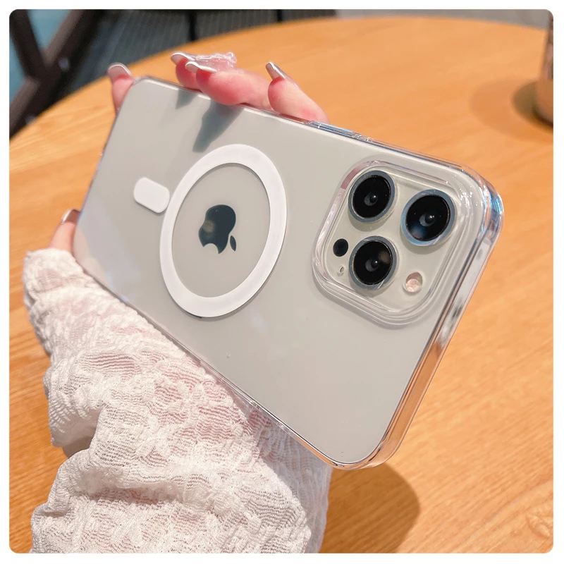 For Magsafe Wireless Charging Clear Magnetic Phone Case For iPhone 12 11 13 Pro MAX Mini XR X XS Transparent Shockproof Cover iphone 12 pro max phone case
