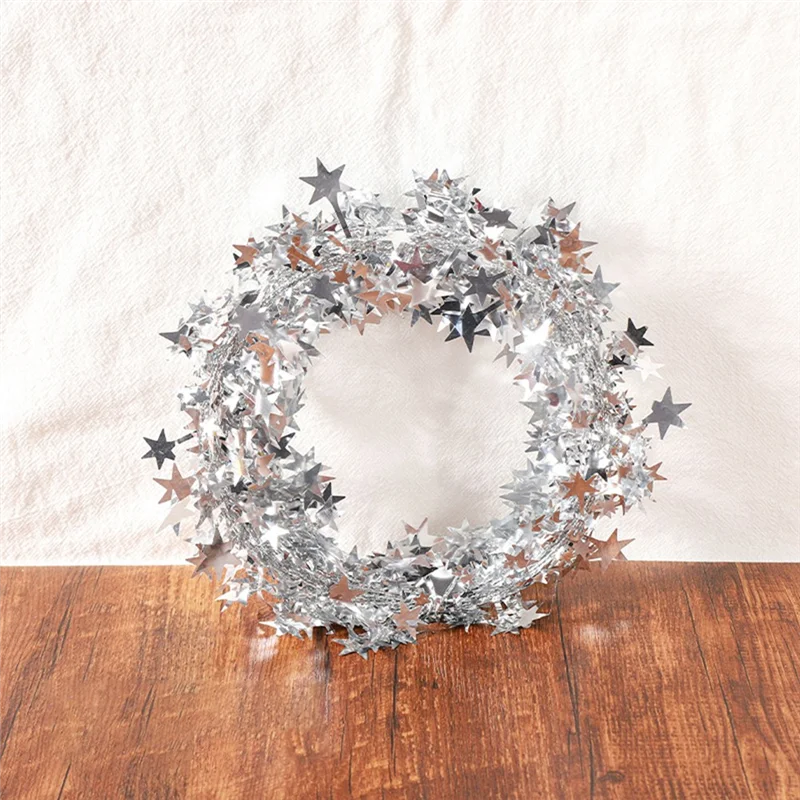 ELOS-9PCS Tinsel Stars Wire Garlands Star Garlands For Wreath Making Gifts Wrapping And DIY Craft Projects
