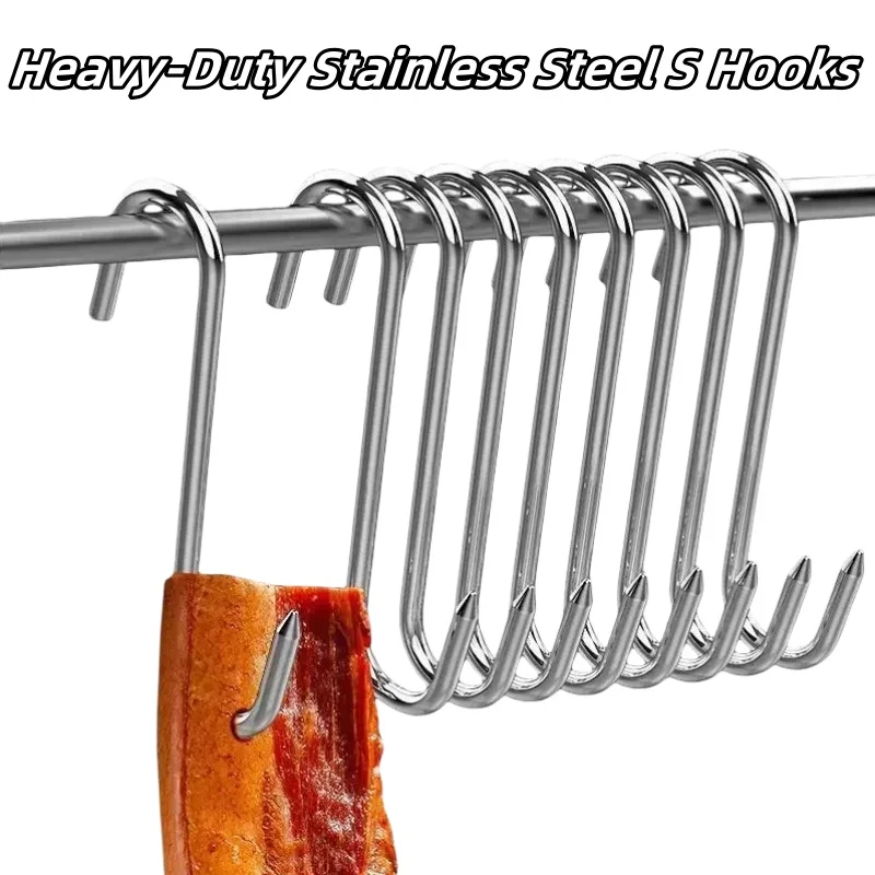 Sharp Hook Design Heavy-Duty Stainless Steel S Hooks - Sharp Tip Design for Kitchen ...