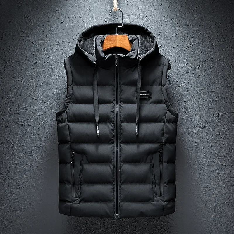 thumbnail image 1 of Chaqueta con capucha nueva sin mangas para primavera y otoño para hombre, chaleco de invierno con capucha cálido a la moda para hombre, chaleco de trabajo ligero de talla grande para hombre, 1 of 4