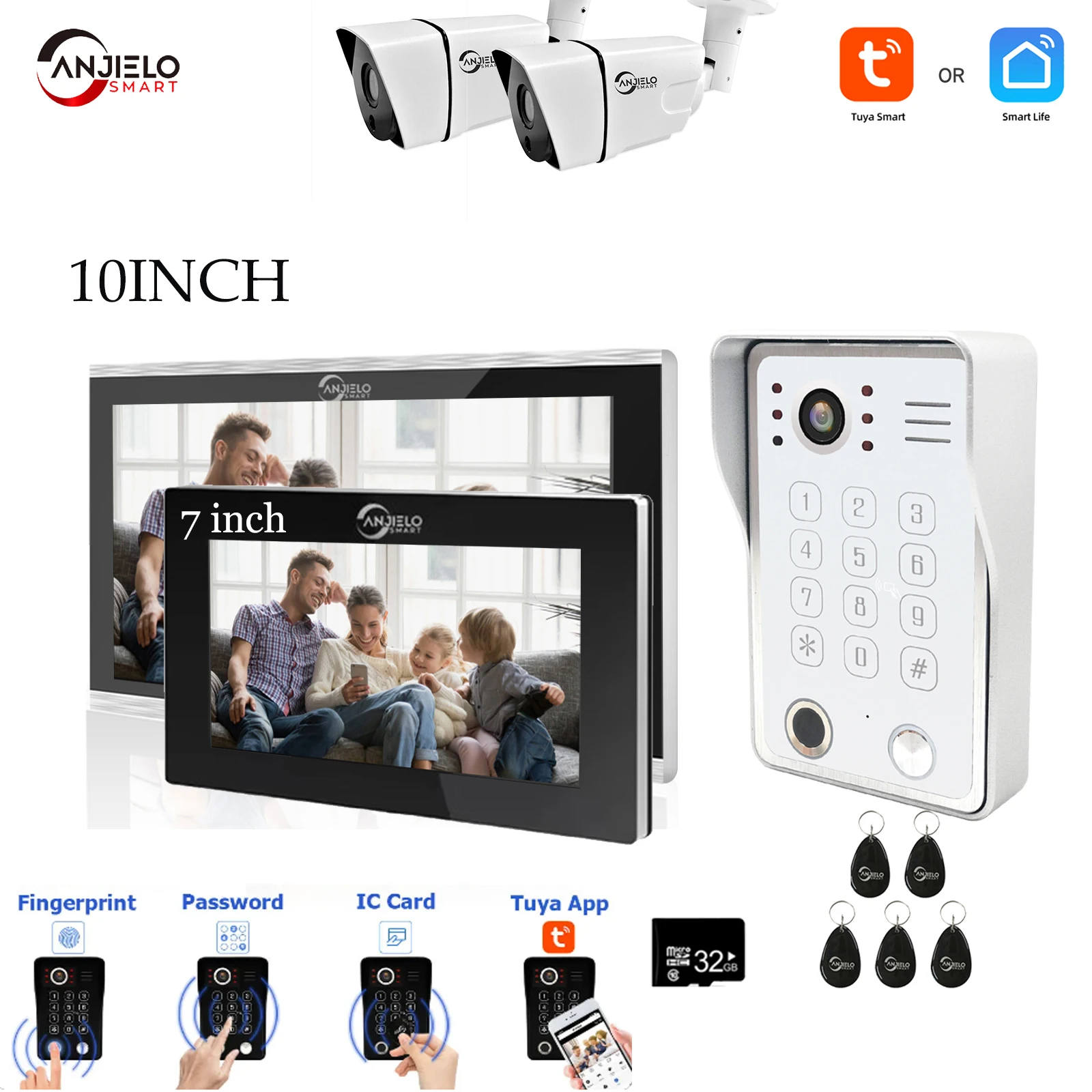 

Video Intercom Fingerprint 5in1 Unlock Wifi Doorbell System For Home Doorphone Tuya Smart 1080P Touch Monitor Security Protec