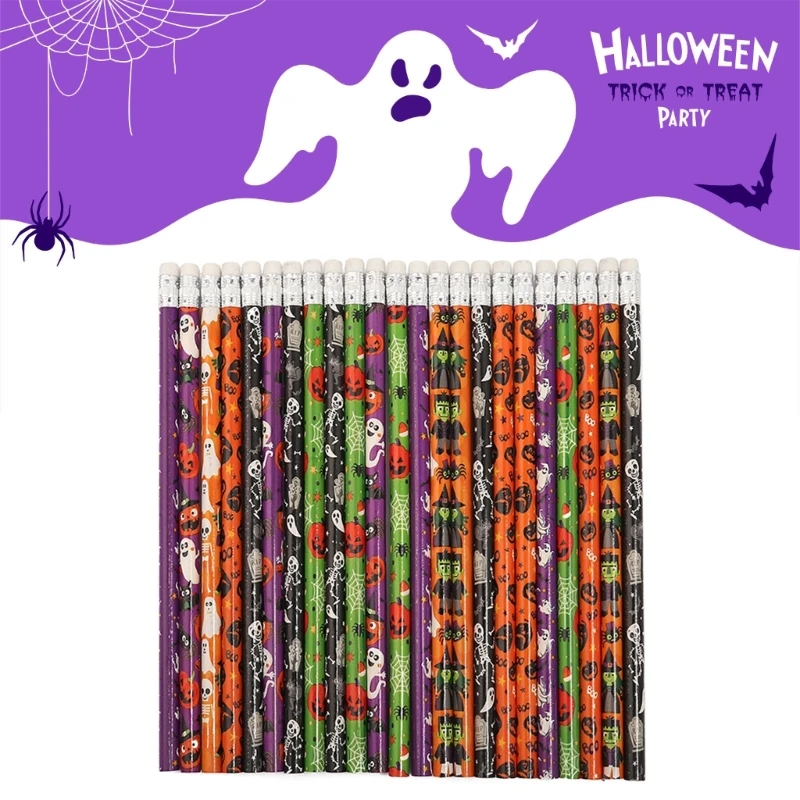 

6/12PCS Halloween Pencil Wooden Pencils with Erasers for Halloween Party Favor Gift Bag Fillers J60A