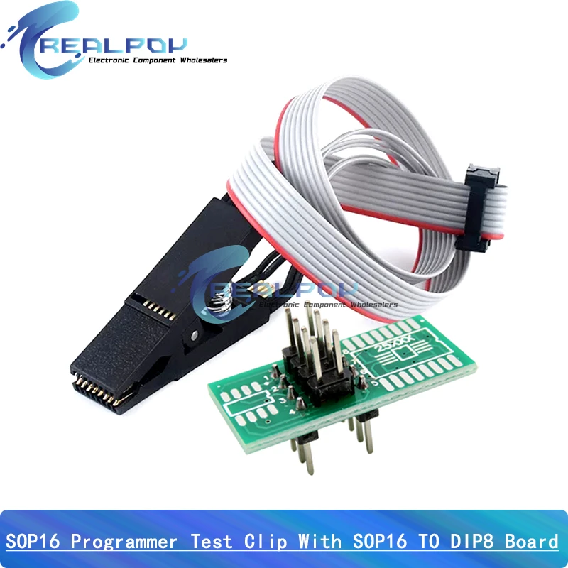 Spring Loaded Test Clip With Cable SOP16 To DIP8 Flash Clip - 16 Pin IC ...
