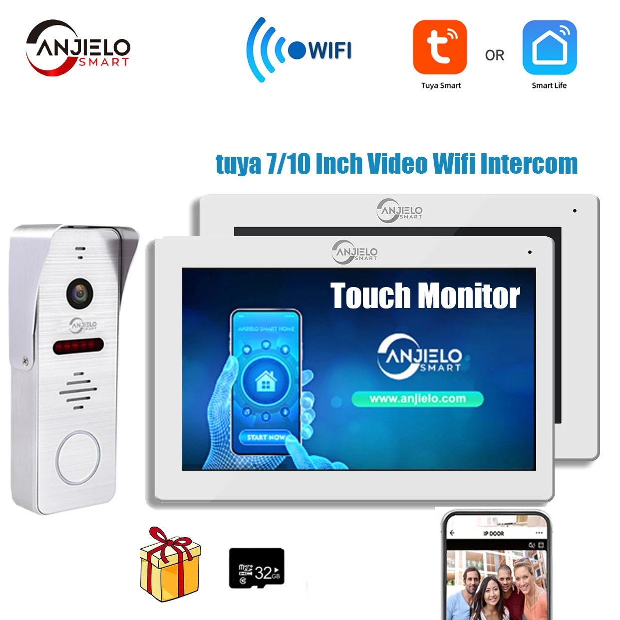 

New Tuya 7/10 Inch Touch Monitor Video Wifi Intercom Tuya Smart Home video doorbell System 1080P 160°Wired Doorbell Camera Full