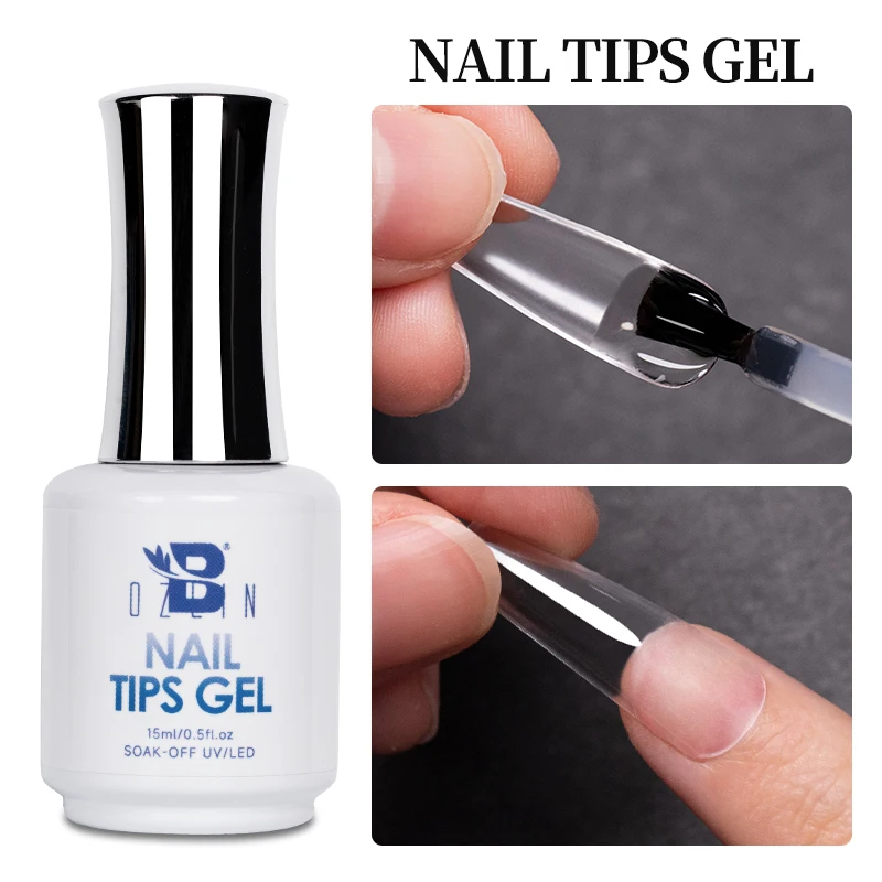 BOZLIN 15ML Nail Tips Glue Gel For Falses Nail Tips Fast Extension 3 IN 1 Function Nails Art Transparent Gel Polish Soak Off UV