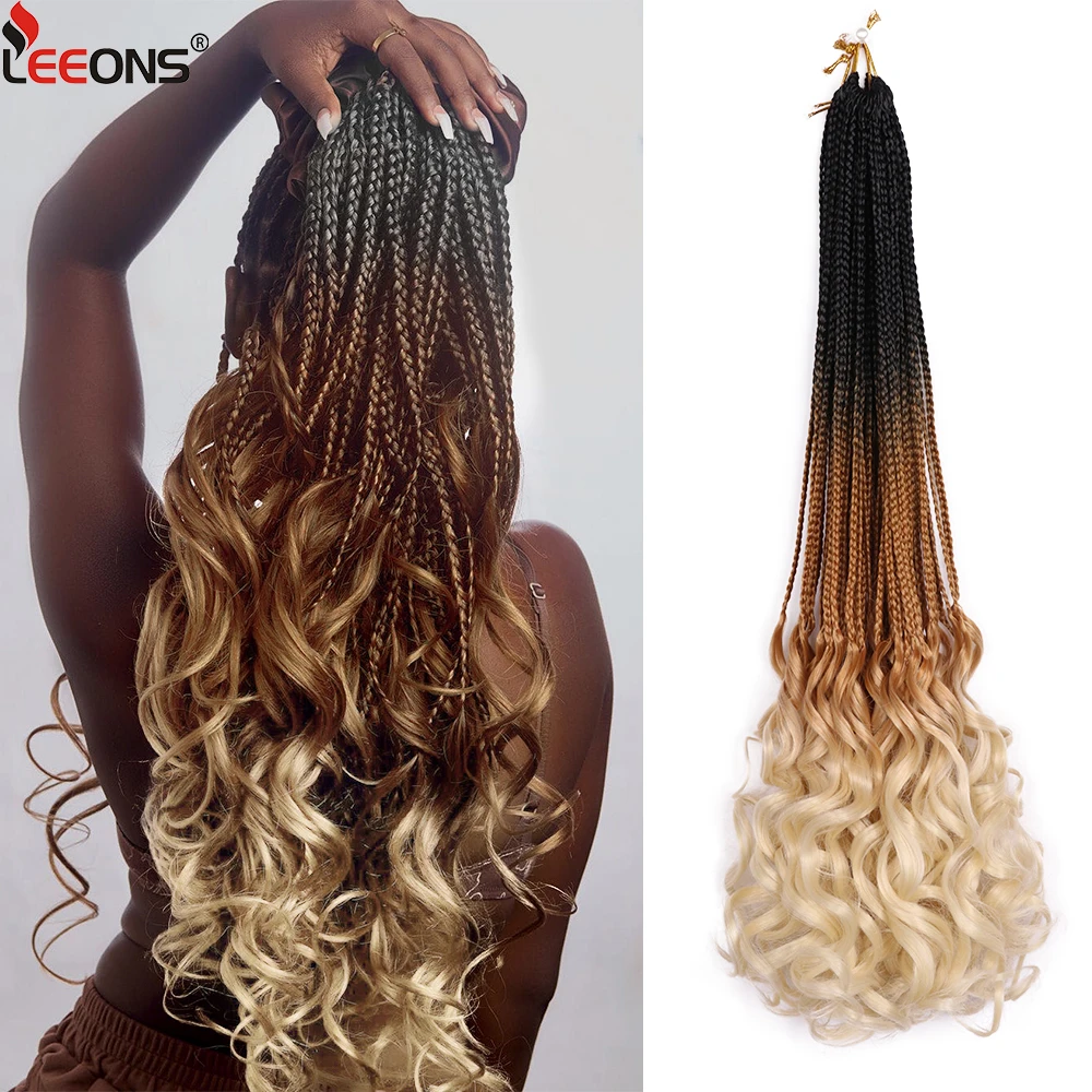 

French Curly Braiding Hair For Box Braids Ombre Synthetic Loose Wave Braiding Hair 24 Inch 75G/Pack Spiral Curl Hair Extensions
