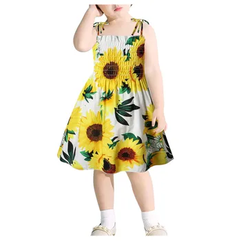 Toddler Kids Baby Girls Sunflower Slip Dress Floral Beach Dress Clothes Children'S Clothing Roupa Infantil Menina комплекты для 2