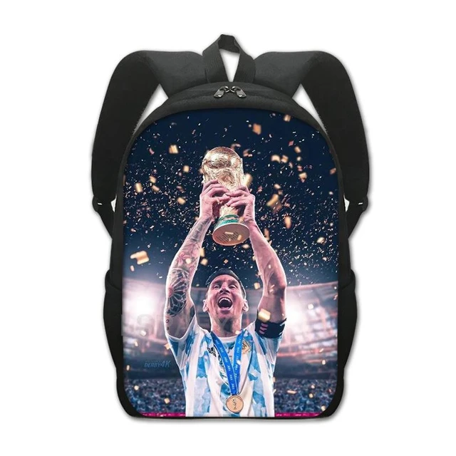 Set of 2 Football Sports Star Messi Backpack School Travel Bag Pen Case  13/16 In