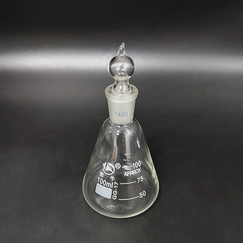 

SHUNIU Conical flask with standard ground-in glass stopper, 50mL-100mL-250mL 14/23,Erlenmeyer flask with standard ground mouth