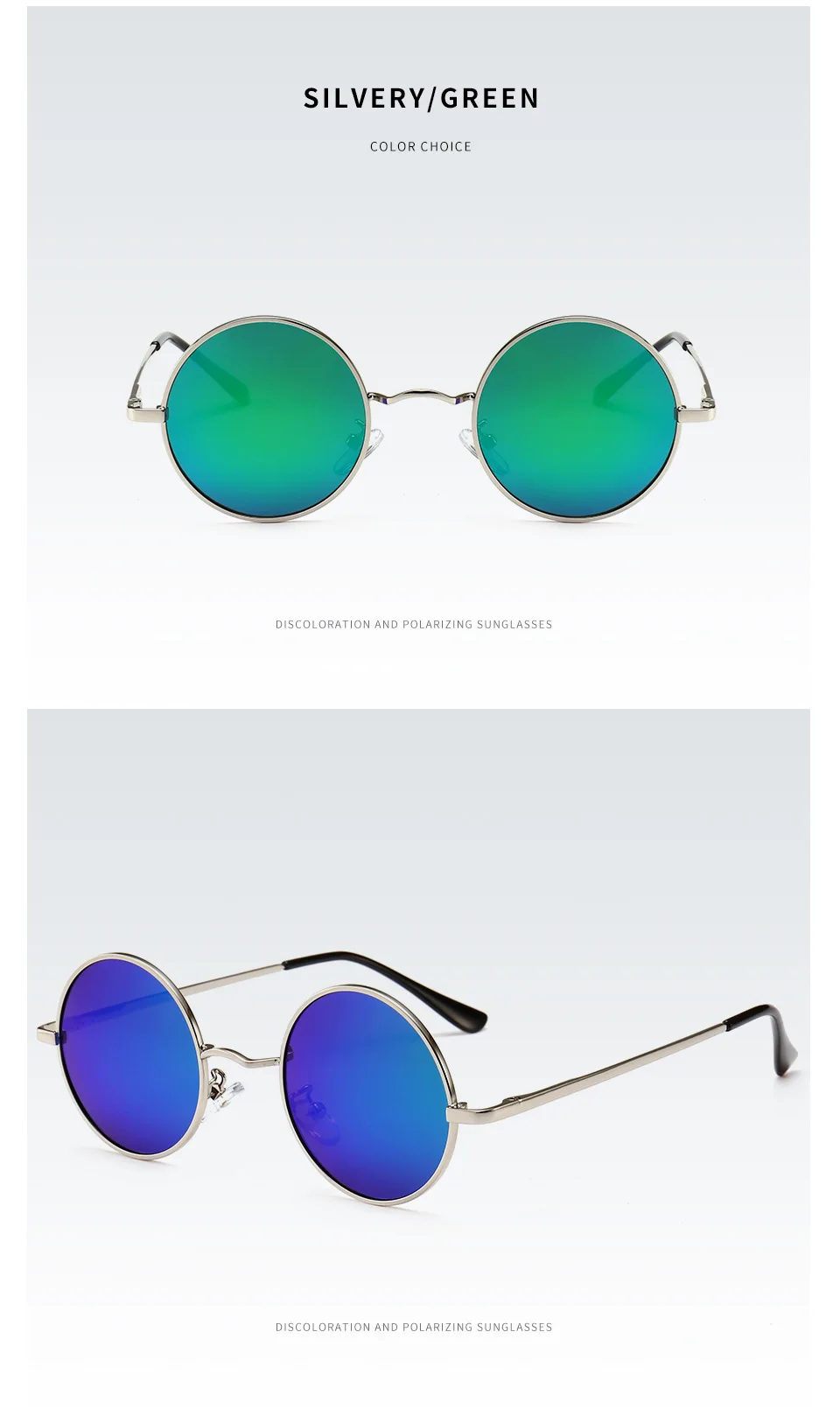 Runde Polarisierte Sonnenbrille Männer Frauen Retro Sonnenbrille Männlich Weiblich Marke Designer Metall Rahmen Brillen Fahren Brillen UV400 – Detail 13
