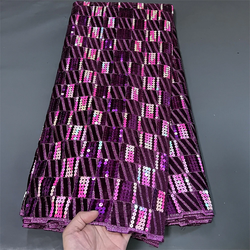 

2023High Quality African Nigerian Tulle Lace Fabric Embroidery Party Dress Sequins French Guipure For Sewing Velvet hz1246 5Yard