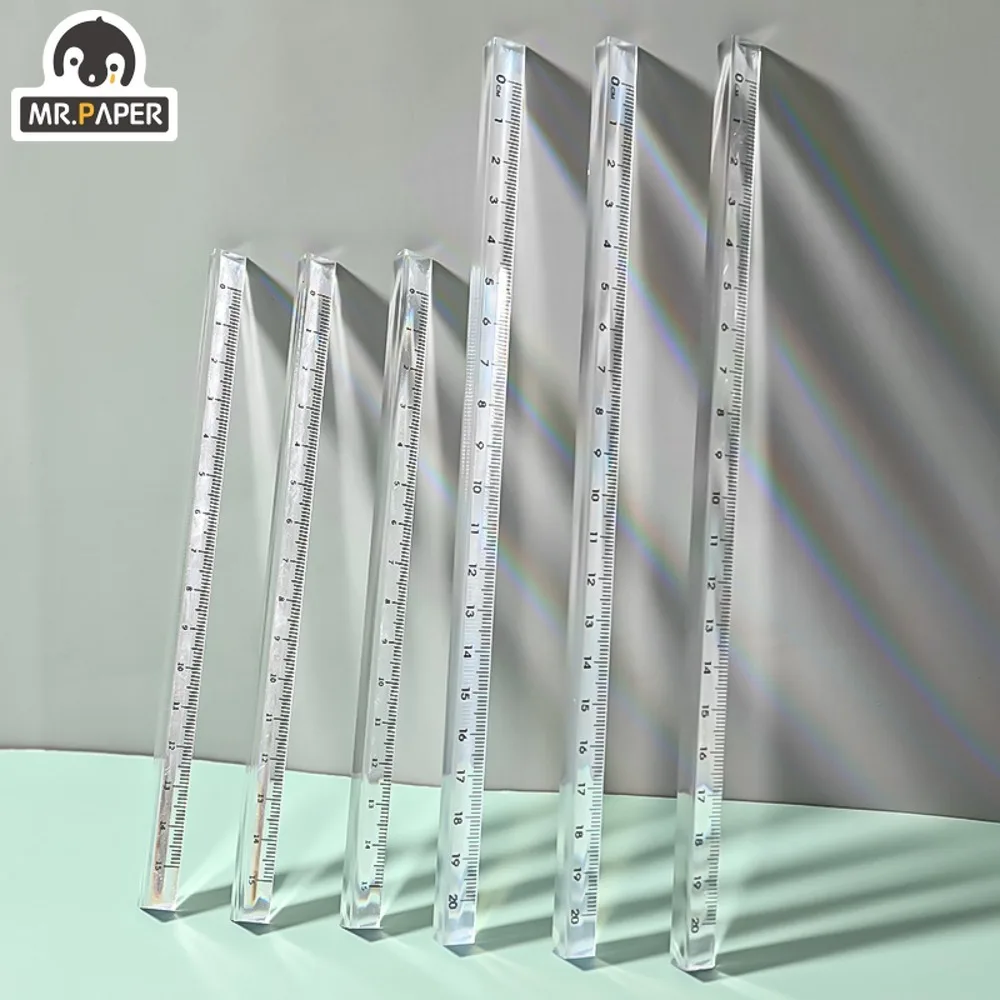 Mr. Paper Simple Transparent Three-square Ruler Students Drawing Measurement Ruler Exam Office School Supplies 2 Style drawing ruler