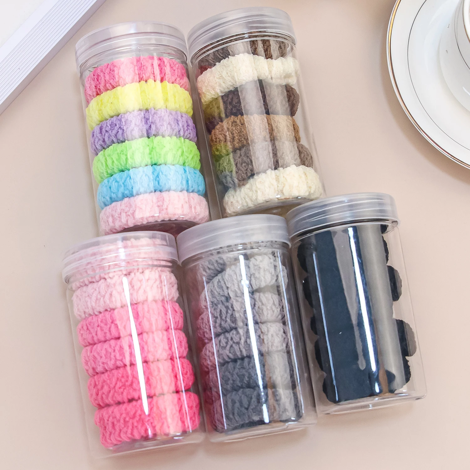 5PCS Girls Elastic Hair Bands Girls 1.7‘’Sweets Scrunchie Rubber Band Hair Ties Clips Headband Hair Accessories