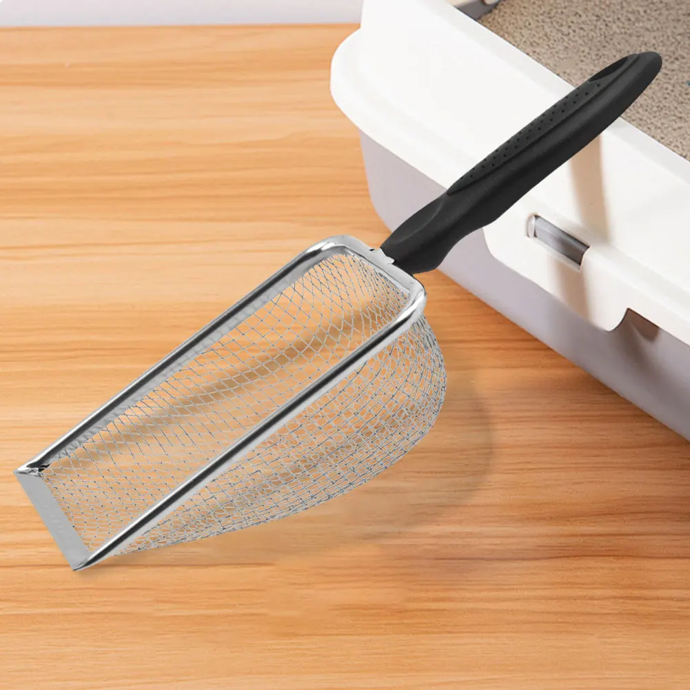 Stainless Steel Cat Litter Scoop – Fine Mesh Non-Stick Poop Shovel with Ergonomic Handle