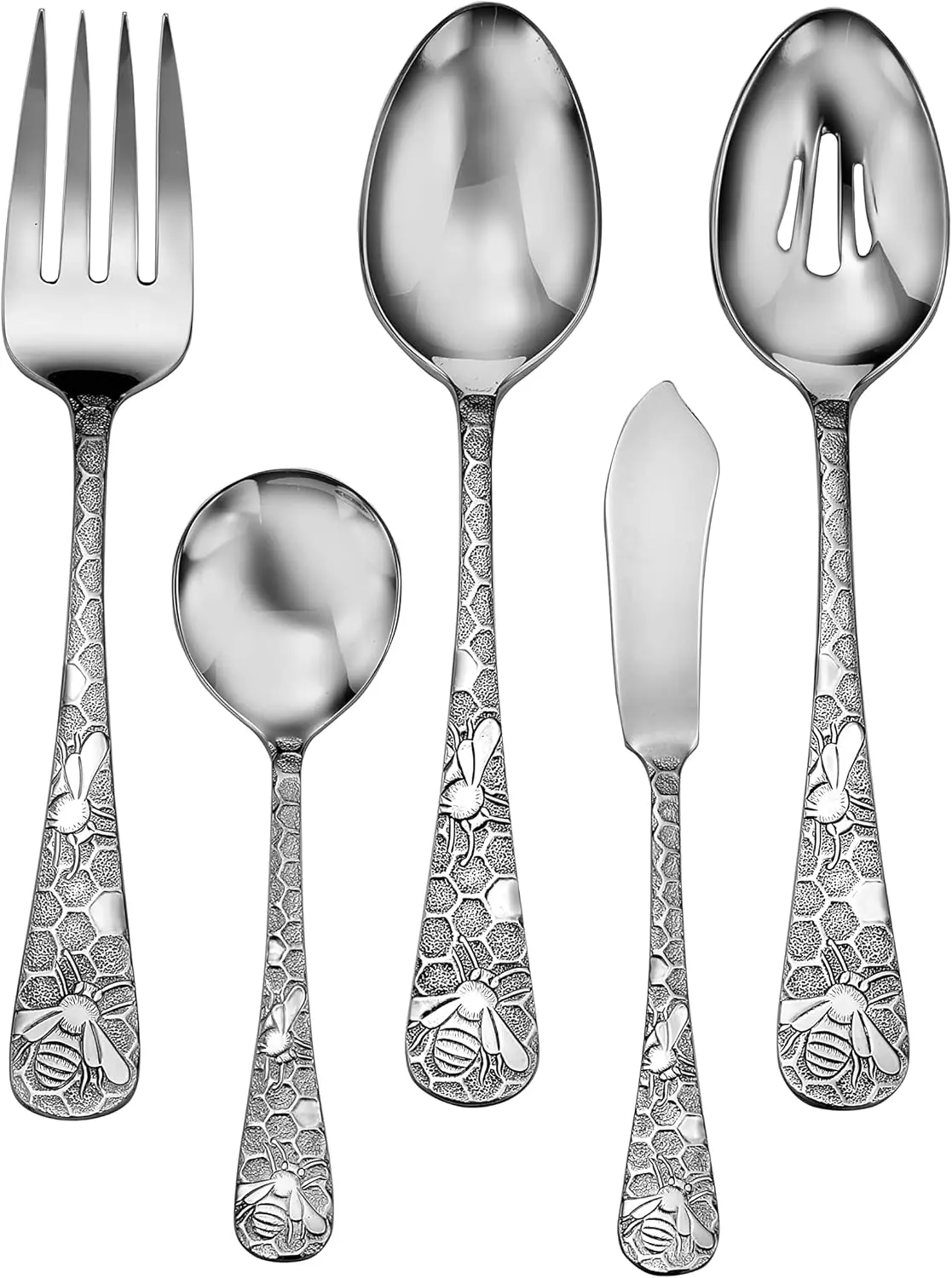 Honey Bee 45pc Flatware Service For 8 Serving Set Included Silverware MADE IN USA 18/10 8 Dinner Forks Salad Forks