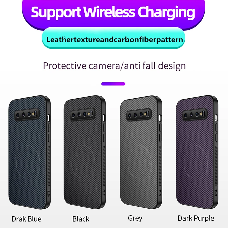 Carbon Fiber Pattern PU Leather Hybrid Case with Wireless Charging Support