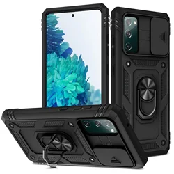 Dual Layer Metal Ring Protective Phone Case - Galaxy S26 FE (Black)