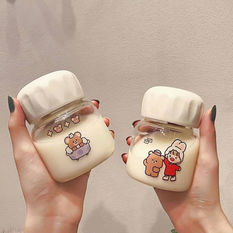 220ml Cute Water Cup Mini Coffee Cup Plastic Drinking Bottle with Lid for Portable Kid Mug Milk Juice Tea Small Capacity Cups glass cup,stainless steel cups,folding cup,wooden cup