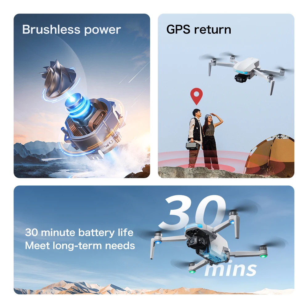 Drone 4K/6K/8K avec caméra HD, 1 ou 2 batteries, pliable, télécommande